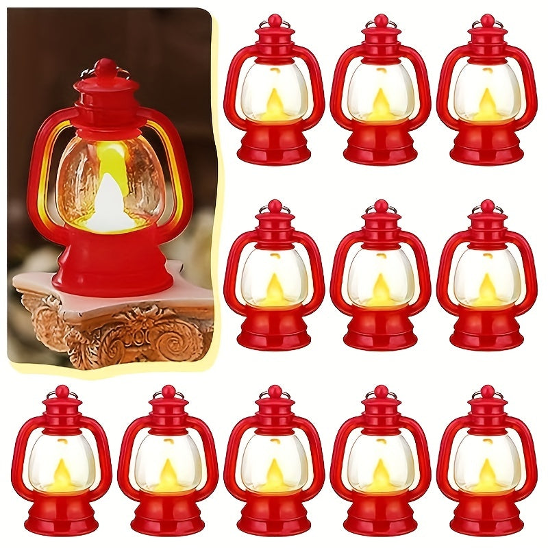 Alba | Lanternas LED Vintage de Natal | 12 Peças, Luz Tremeluzente | Decoração Festiva