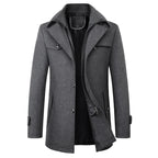 Ximena | Homem Casaco Pea Coat Comprimento Médio Lapela Entalhada