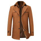 Ximena | Homem Casaco Pea Coat Comprimento Médio Lapela Entalhada