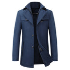 Ximena | Homem Casaco Pea Coat Comprimento Médio Lapela Entalhada