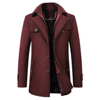 Ximena | Homem Casaco Pea Coat Comprimento Médio Lapela Entalhada