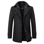 Ximena | Homem Casaco Pea Coat Comprimento Médio Lapela Entalhada