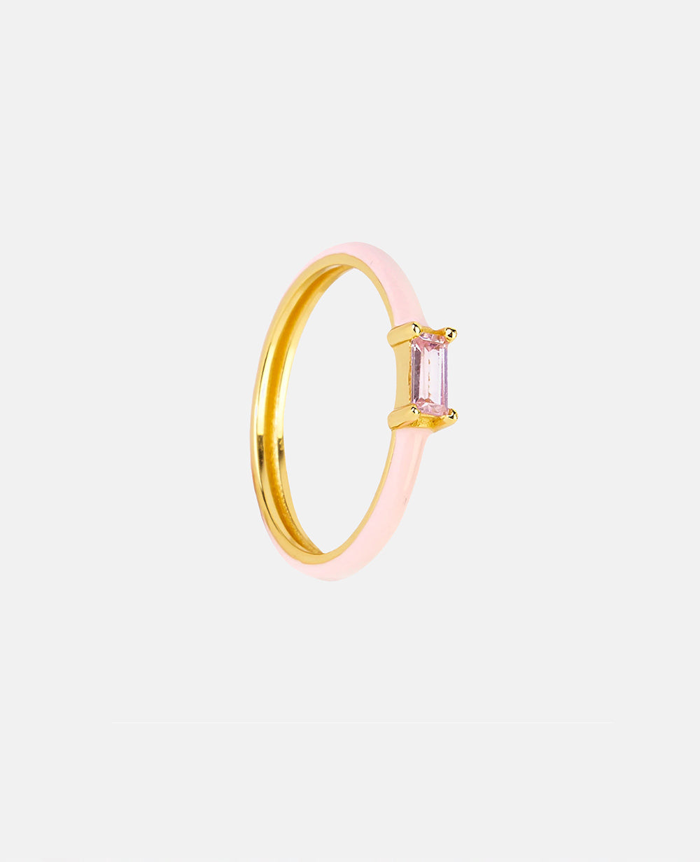Zinnia | Anel de Prata | Dourado Rosa, Esmalte, Zircônia | Feminino