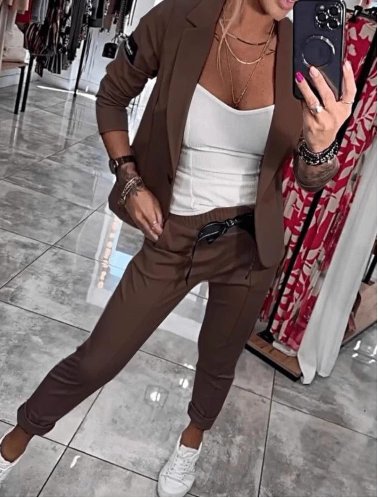 Indra | Conjunto Feminino 2 Peças Blazer e Calça Cintura Elástica
