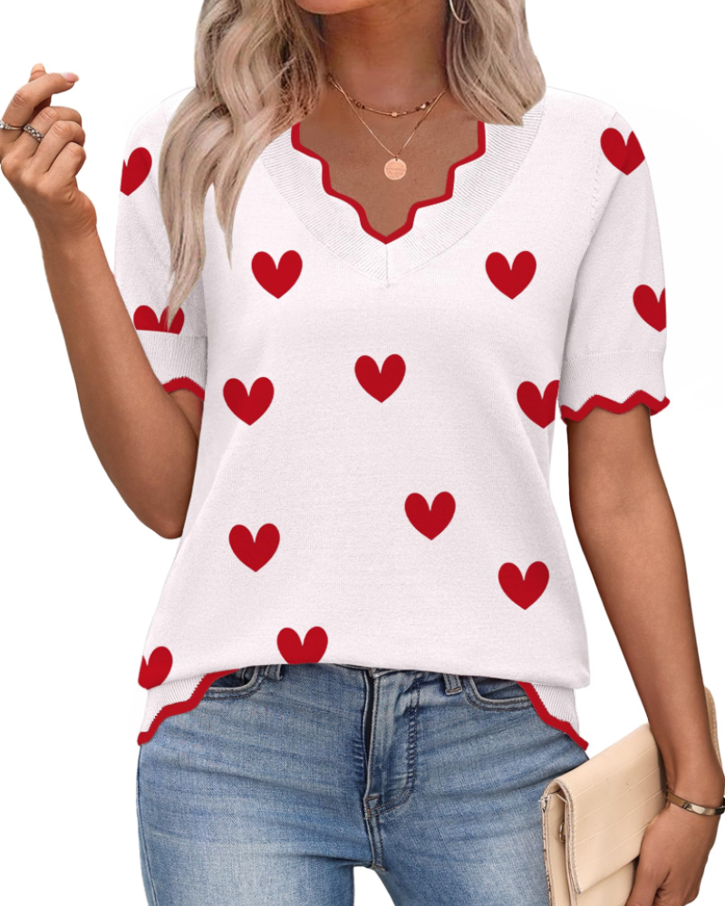 Mulher Top Viscose Manga Curta Decote V