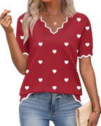 Mulher Top Viscose Manga Curta Decote V