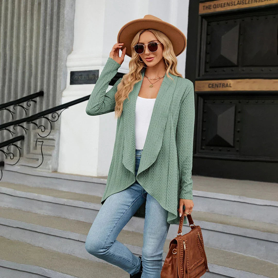 Della | Mulher Cardigan Malha Aberto na Frente