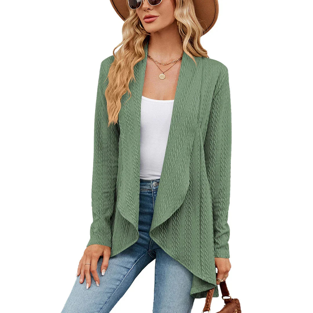 Della | Mulher Cardigan Malha Aberto na Frente