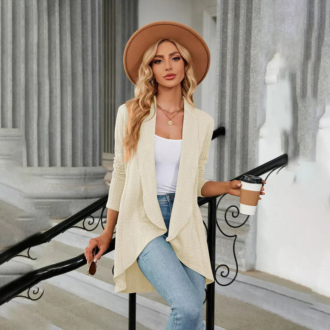 Della | Mulher Cardigan Malha Aberto na Frente