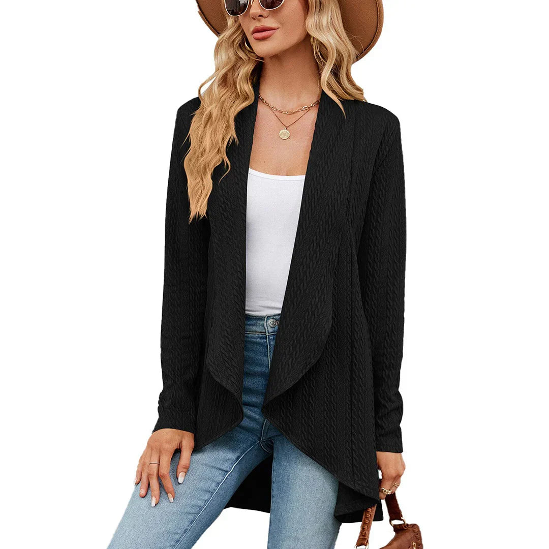 Della | Mulher Cardigan Malha Aberto na Frente