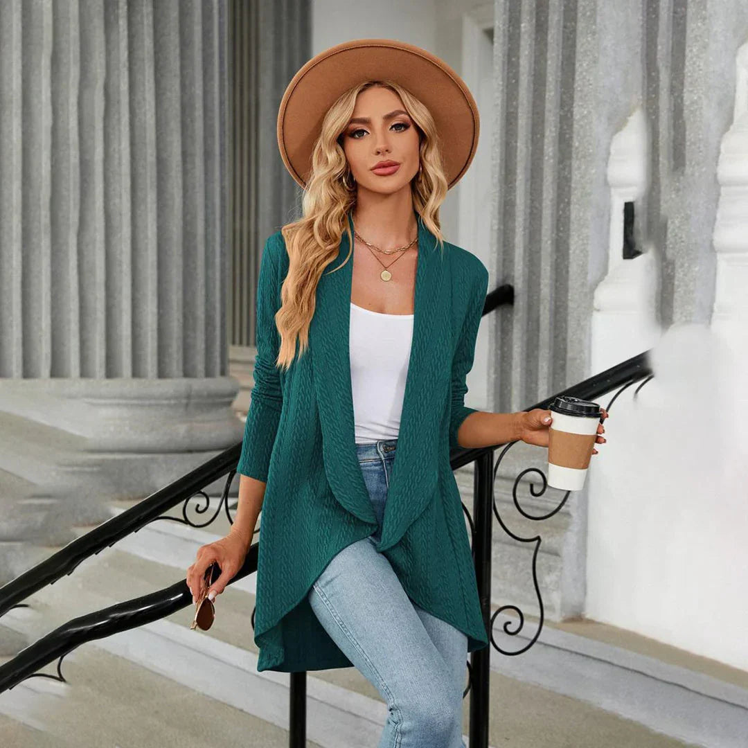 Della | Mulher Cardigan Malha Aberto na Frente