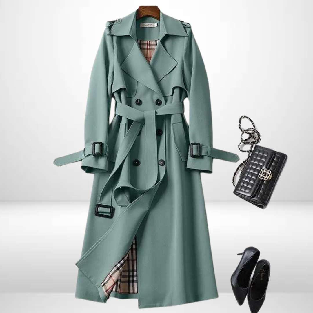 Mulher Trench Coat Algodão Clássico