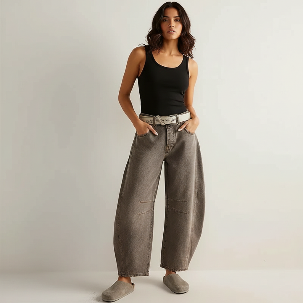 Anouk | Mulher Jeans Baggy Cintura Alta Relaxado