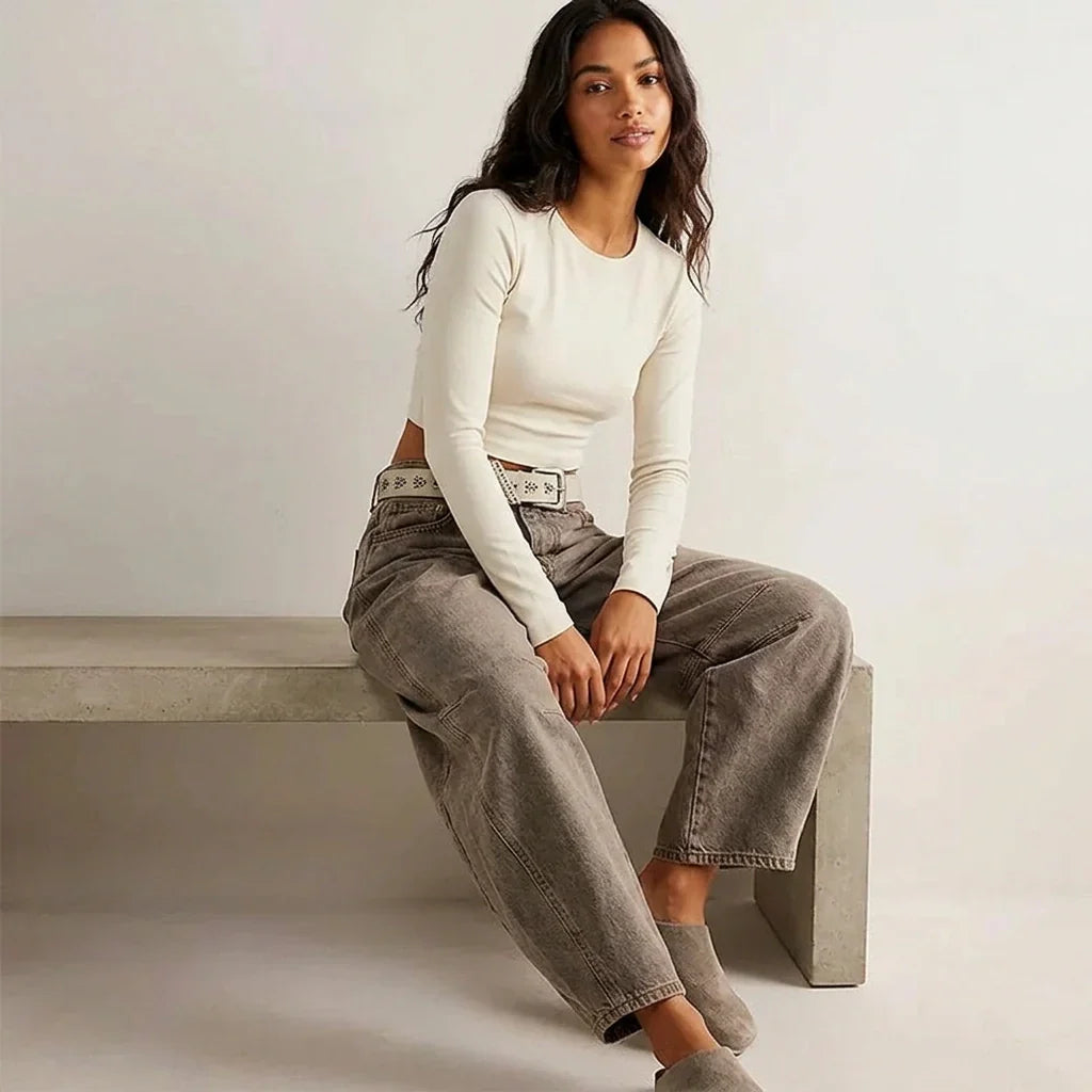 Anouk | Mulher Jeans Baggy Cintura Alta Relaxado