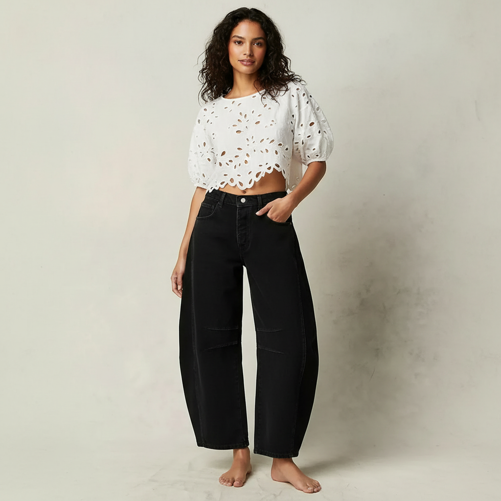 Anouk | Mulher Jeans Baggy Cintura Alta Relaxado