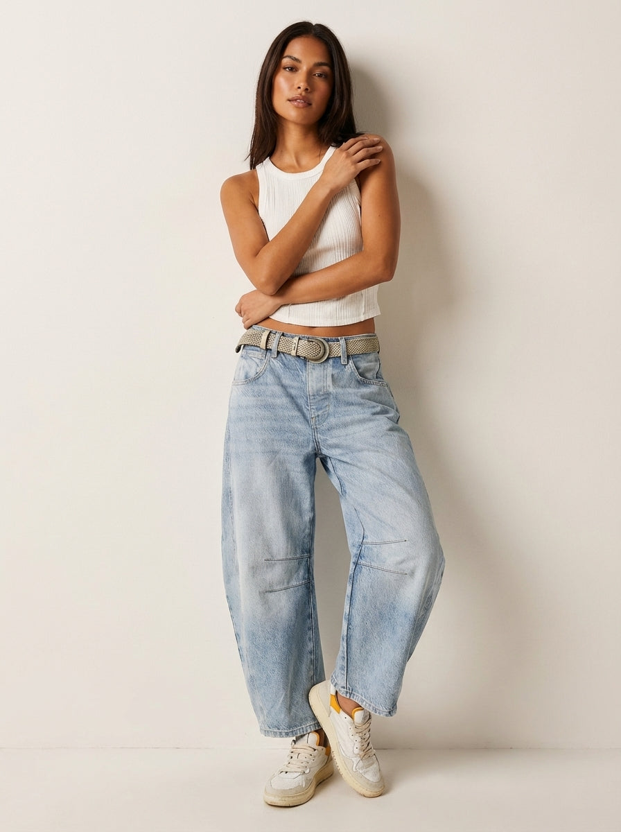 Anouk | Mulher Jeans Baggy Cintura Alta Relaxado