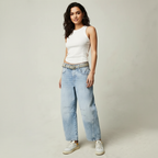 Anouk | Mulher Jeans Baggy Cintura Alta Relaxado