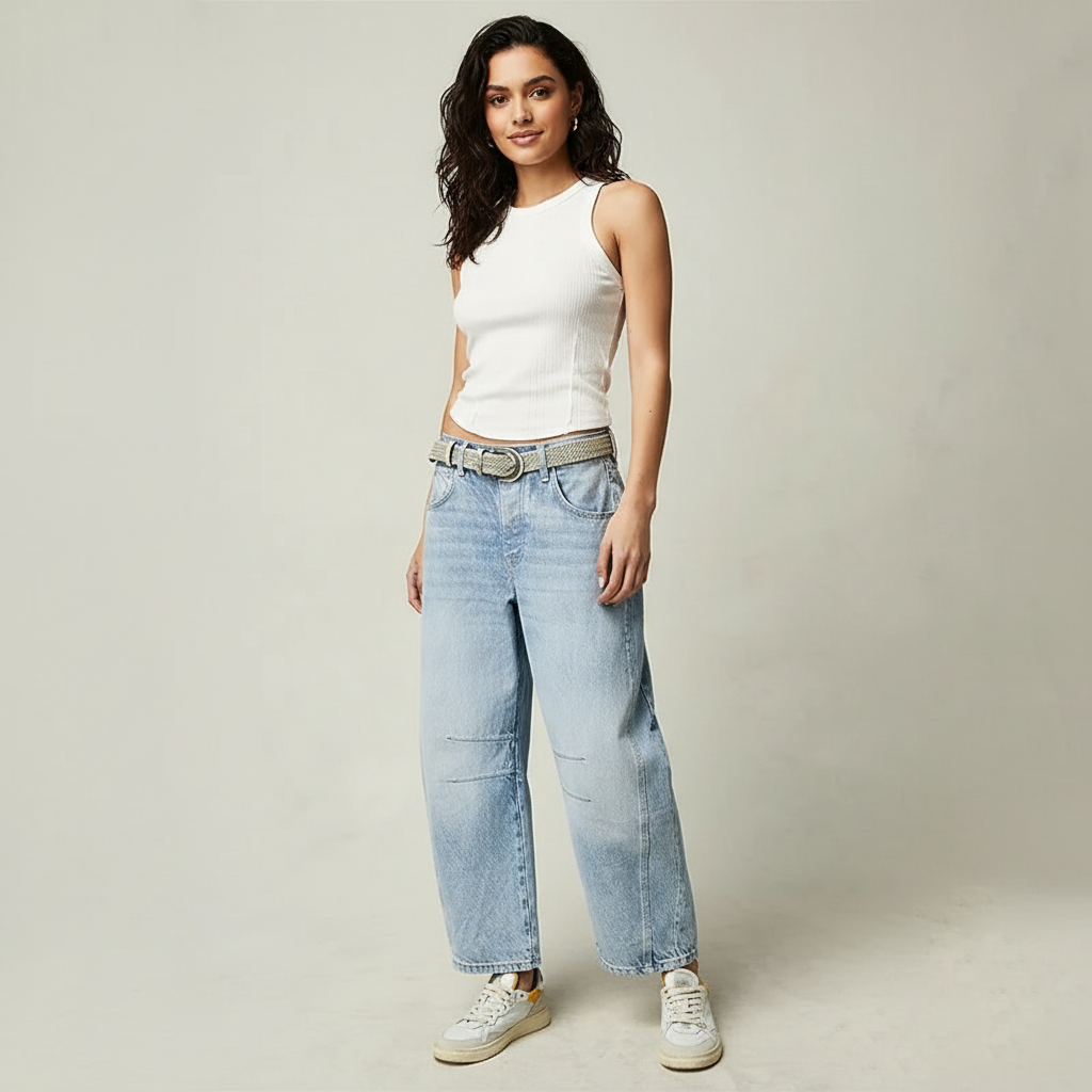 Anouk | Mulher Jeans Baggy Cintura Alta Relaxado