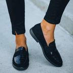 Juno | Mocassins Femininos Pretos Bico Redondo