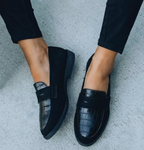 Juno | Mocassins Femininos Pretos Bico Redondo