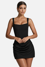 Kestrel | Mulher Mini Vestido Decote Quadrado Franzido
