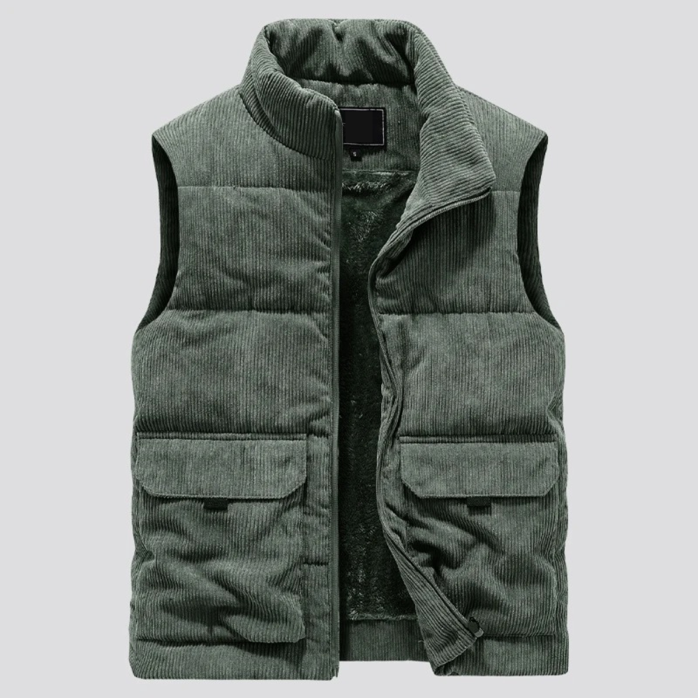 Marlow | Colete Masculino Veludo Cotelê Acolchoado Sem Mangas