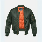 Homem Bomber Jacket Acolchoada com Fecho de Correr