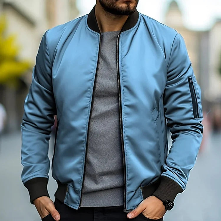 Greta | Homem Bomber Jacket Streetwear com Fecho de Correr
