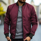 Greta | Homem Bomber Jacket Streetwear com Fecho de Correr