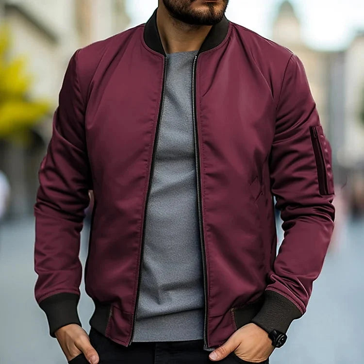 Greta | Homem Bomber Jacket Streetwear com Fecho de Correr
