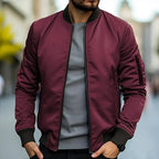 Uma | Homem Bomber Jacket Slim Fit com Fecho de Correr