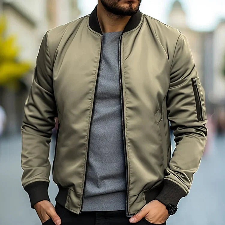 Uma | Homem Bomber Jacket Slim Fit com Fecho de Correr