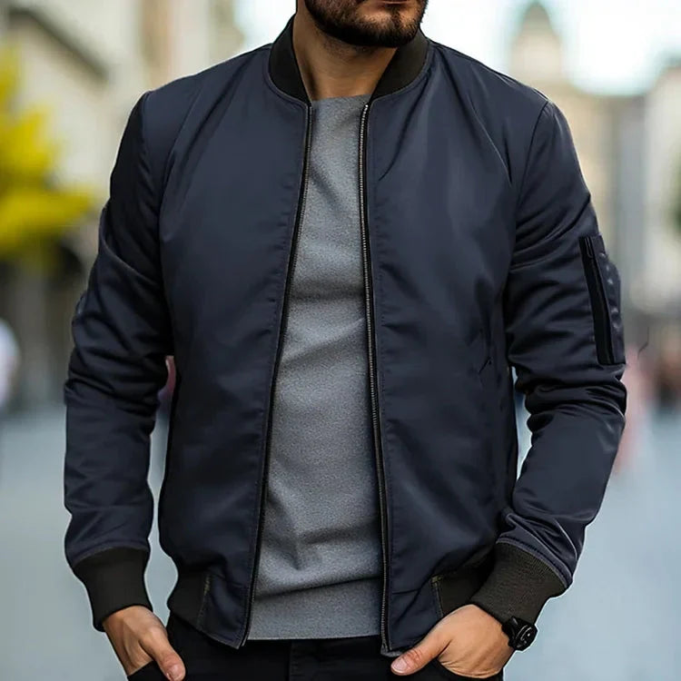 Uma | Homem Bomber Jacket Slim Fit com Fecho de Correr