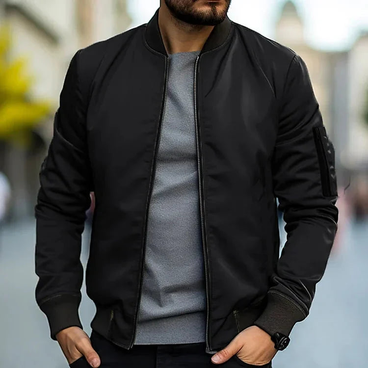 Uma | Homem Bomber Jacket Slim Fit com Fecho de Correr