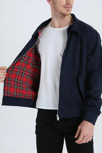 Homem Bomber Jacket Harrington com Fecho de Correr