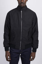 Homem Bomber Jacket Harrington com Fecho de Correr