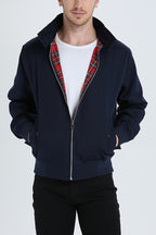 Homem Bomber Jacket Harrington com Fecho de Correr