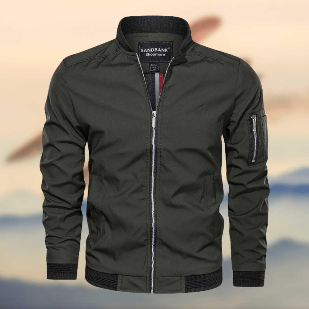 Homens Bomber Jacket Leve com Fecho de Correr