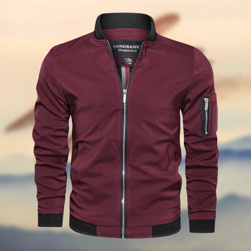 Homens Bomber Jacket Leve com Fecho de Correr