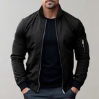 Homem Bomber Jacket Casual com Fecho