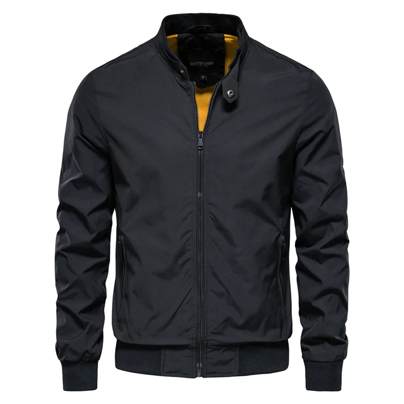 Homem Bomber Jacket Leve com Fecho de Correr