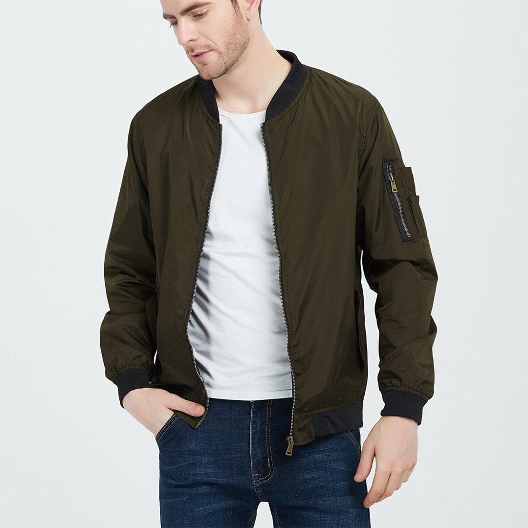 Sabine | Homem Bomber Jacket Leve com Fecho de Correr