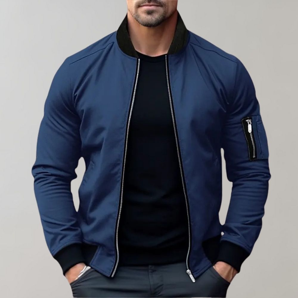 Hazel | Homem Bomber Jacket Leve com Fecho de Correr
