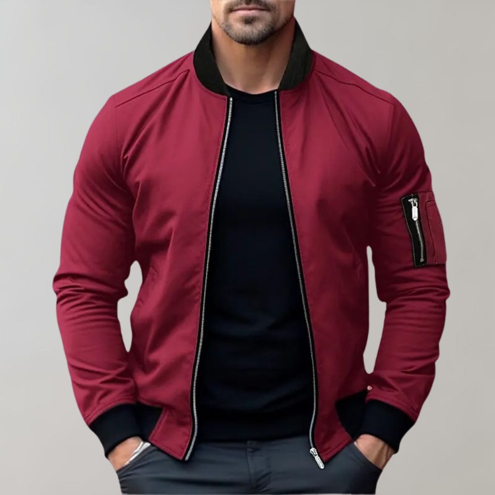 Hazel | Homem Bomber Jacket Leve com Fecho de Correr