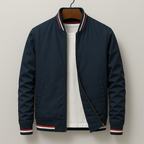 Homem Bomber Jacket Fecho de Correr Ripado