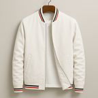 Homem Bomber Jacket Fecho de Correr Ripado