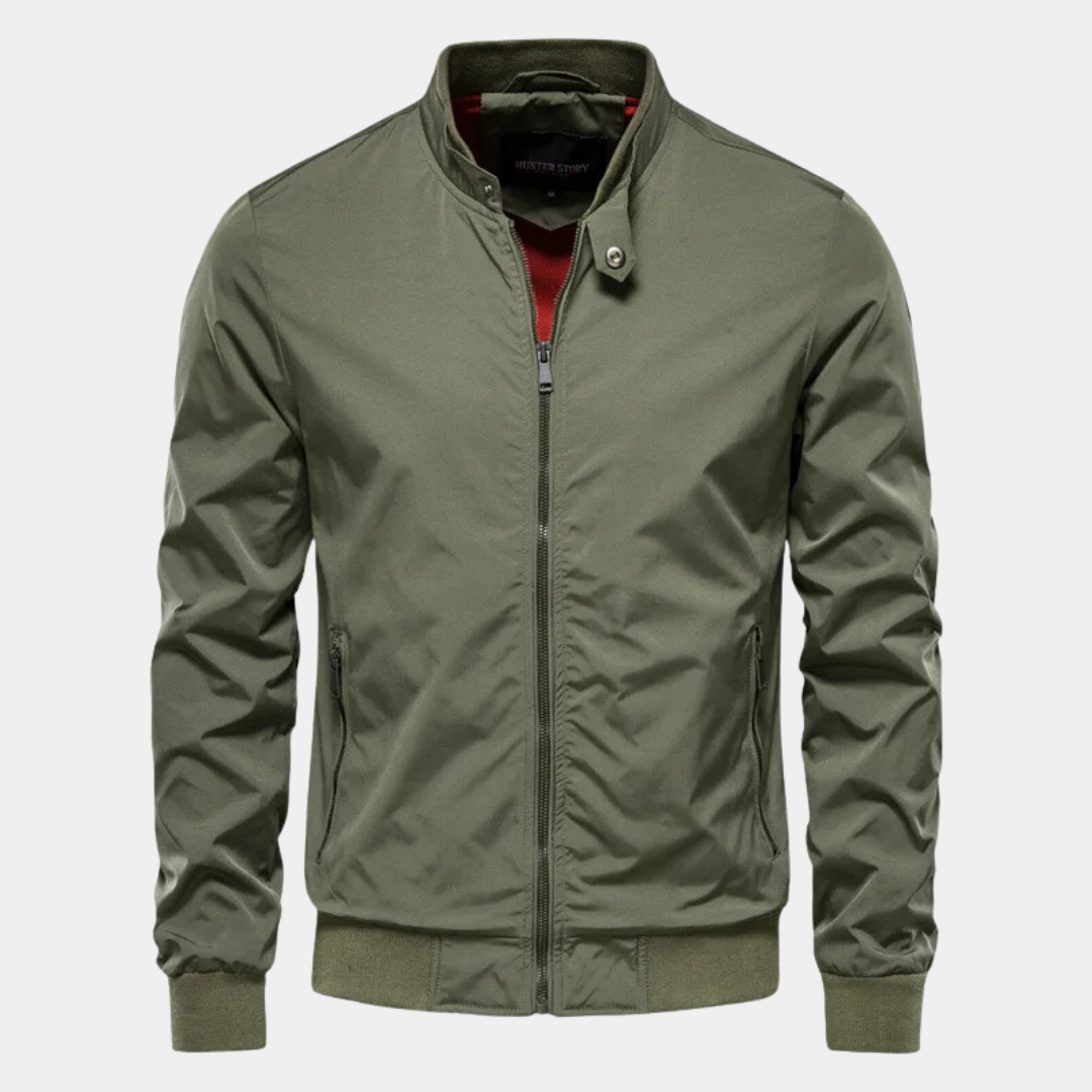 Delphine | Homem Bomber Jacket com Fecho de Correr Corta-Vento