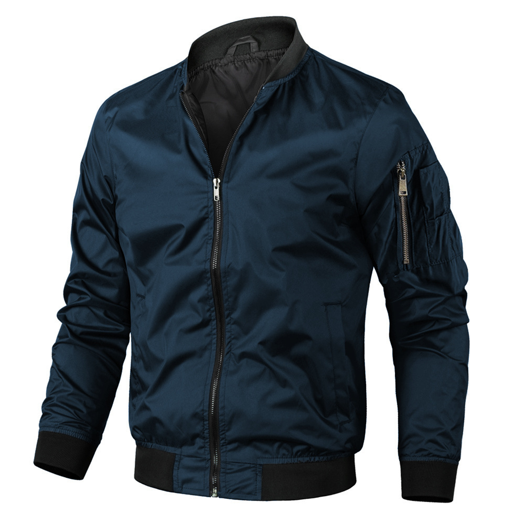 Jaqueta bomber masculina com fecho de correr design urbano casual