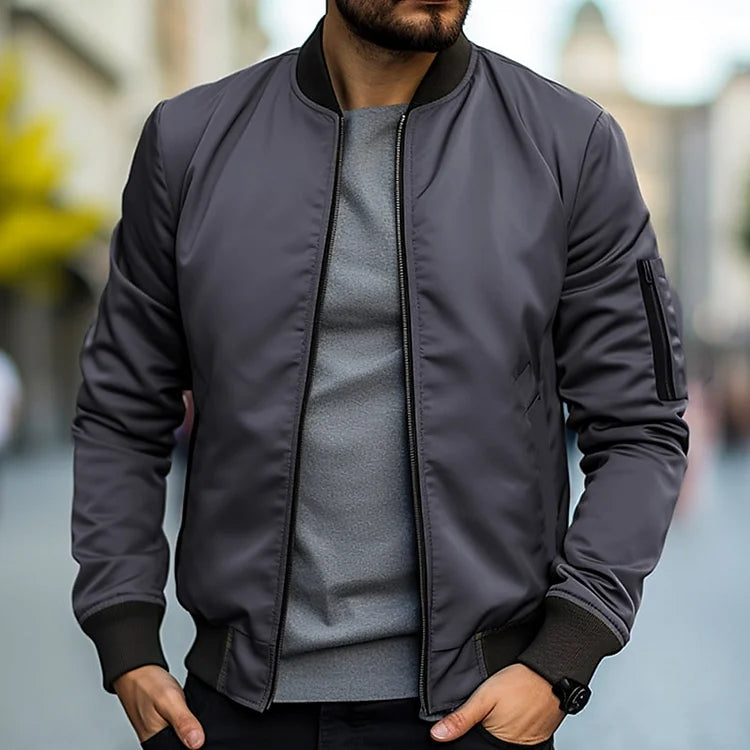 Elsa | Homem Bomber Jacket com Fecho de Correr Resistente ao Vento