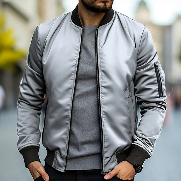 Elsa | Homem Bomber Jacket com Fecho de Correr Resistente ao Vento